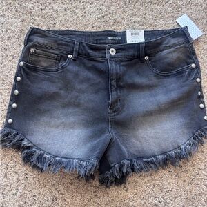 INC Black Frayed Denim Shorts 16/33